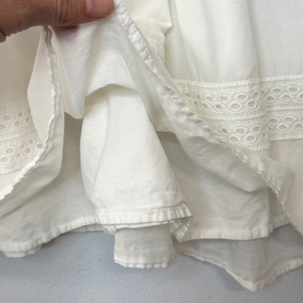 Old Navy Fit Flare Dress XL Tall White 100% Cotton Eyelet Smocked Back Lined - Picture 8 of 16